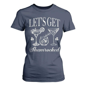 St Patricks Day Cocktail T Shirt For Women Lets Get Shamrocked TS10 Navy Print Your Wear