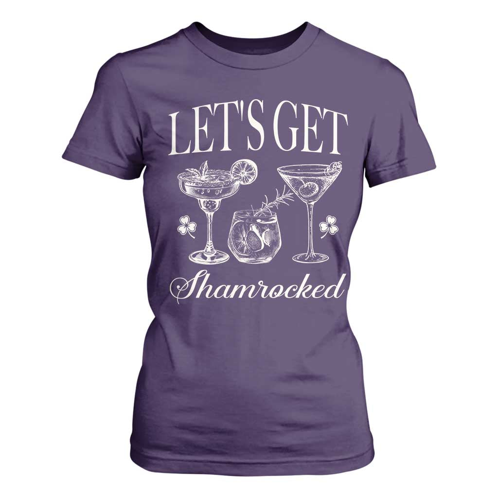 St Patricks Day Cocktail T Shirt For Women Lets Get Shamrocked TS10 Purple Print Your Wear
