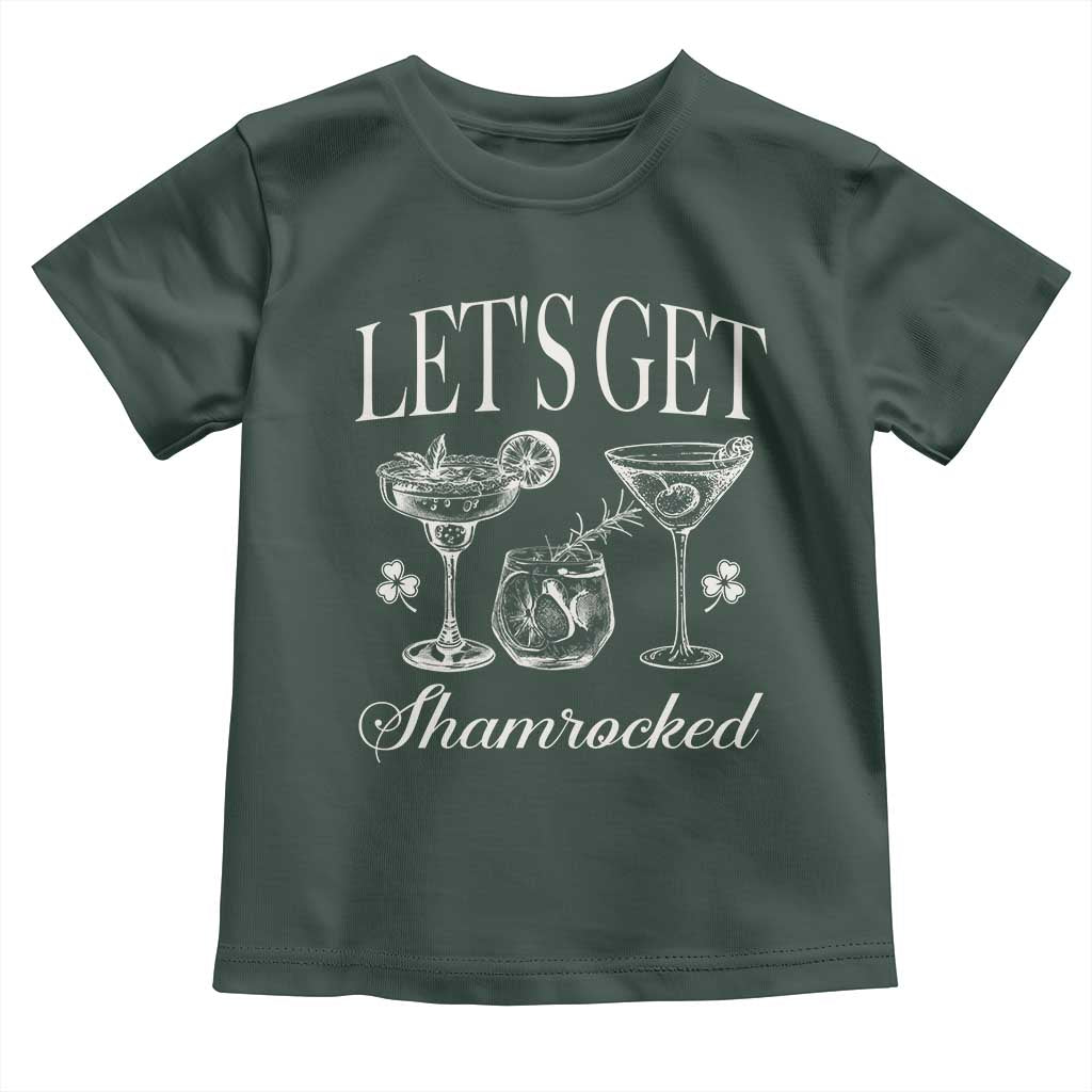 St Patricks Day Cocktail Toddler T Shirt Lets Get Shamrocked TS10 Dark Forest Green Print Your Wear