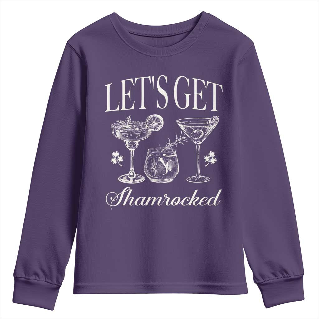 St Patricks Day Cocktail Youth Sweatshirt Lets Get Shamrocked TS10 Purple Print Your Wear