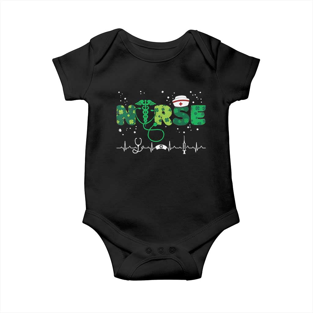 Nurse St Patricks Day Baby Onesie Stethoscope Scrub Irish Nurses Paddys Day TS10 Black Print Your Wear