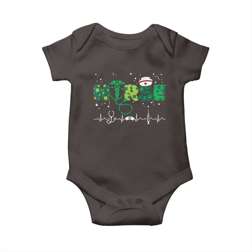 Nurse St Patricks Day Baby Onesie Stethoscope Scrub Irish Nurses Paddys Day TS10 Dark Chocolate Print Your Wear