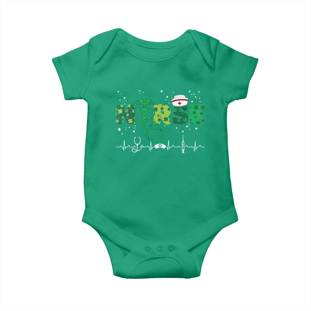 Nurse St Patricks Day Baby Onesie Stethoscope Scrub Irish Nurses Paddys Day TS10 Irish Green Print Your Wear