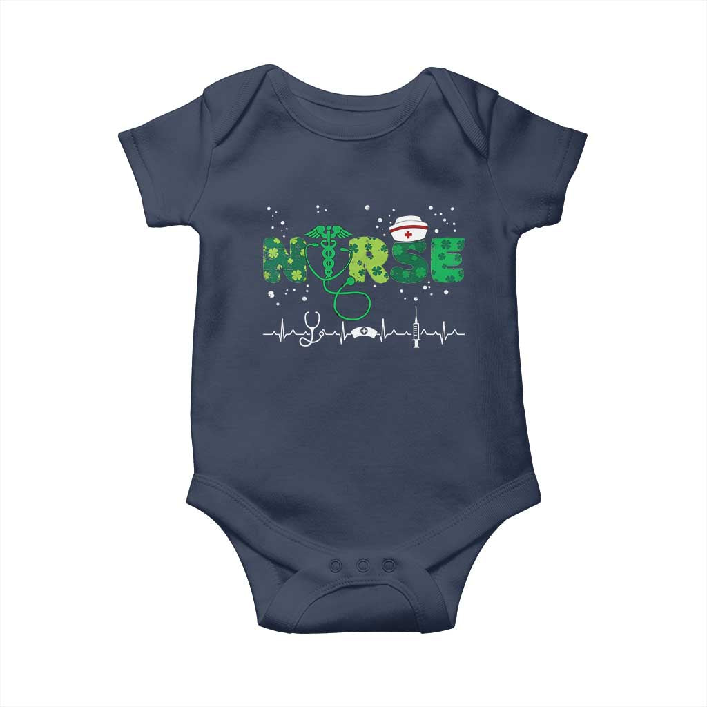 Nurse St Patricks Day Baby Onesie Stethoscope Scrub Irish Nurses Paddys Day TS10 Navy Print Your Wear