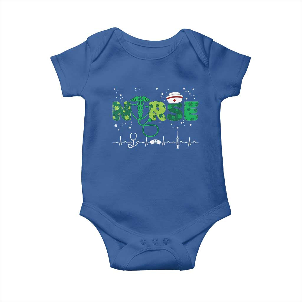 Nurse St Patricks Day Baby Onesie Stethoscope Scrub Irish Nurses Paddys Day TS10 Royal Blue Print Your Wear