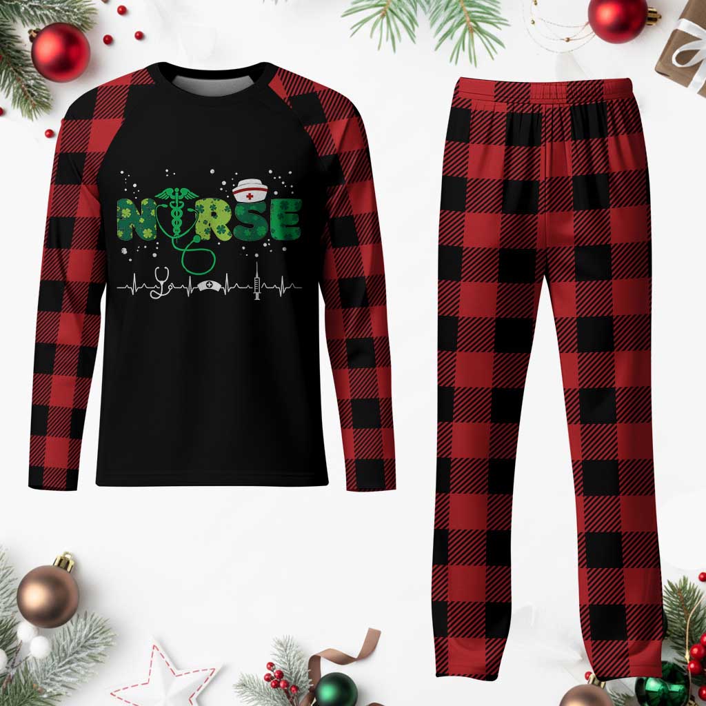 Nurse St Patricks Day Plaid Pajama Set Stethoscope Scrub Irish Nurses Paddys Day TS10 Buffalo Plaid Print Your Wear