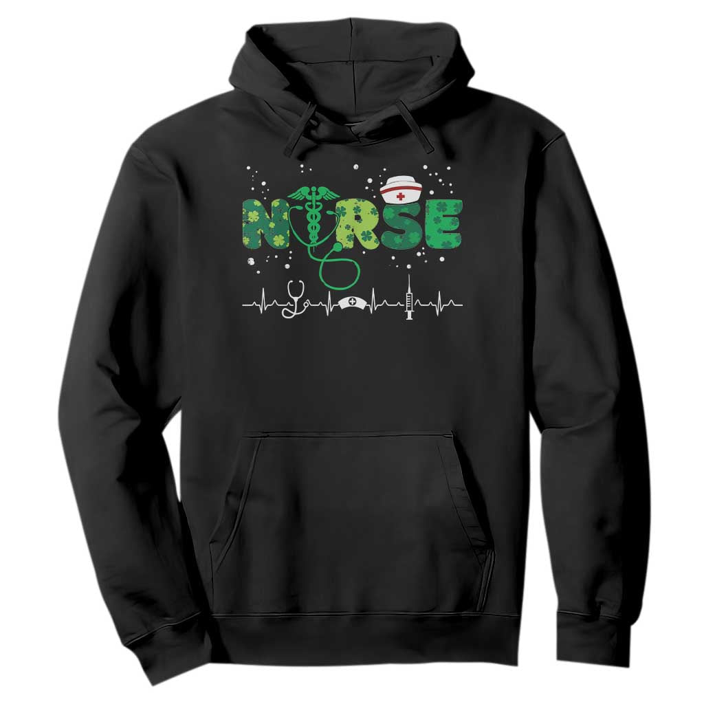 Nurse St Patricks Day Hoodie Stethoscope Scrub Irish Nurses Paddys Day TS10 Black Print Your Wear