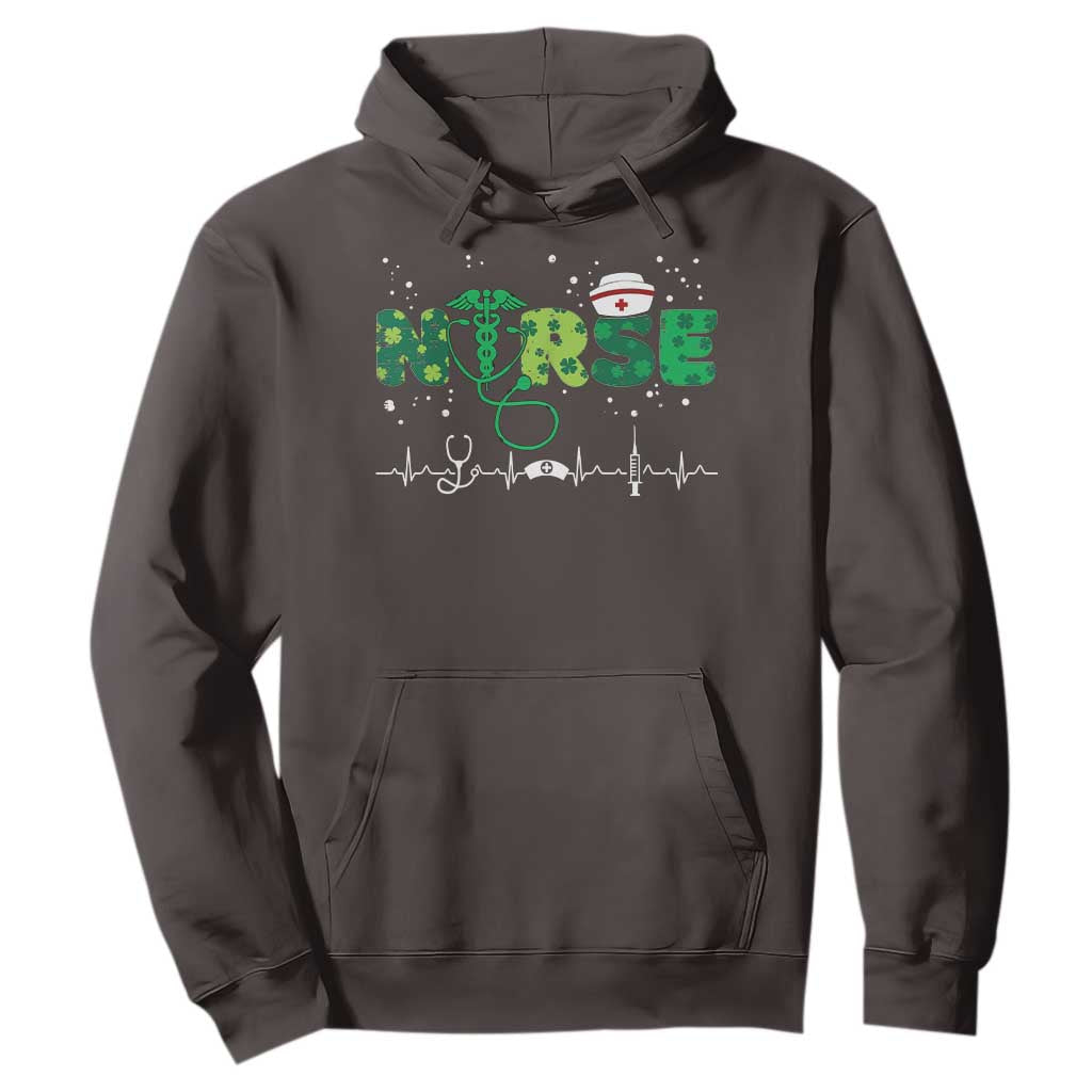 Nurse St Patricks Day Hoodie Stethoscope Scrub Irish Nurses Paddys Day TS10 Dark Chocolate Print Your Wear
