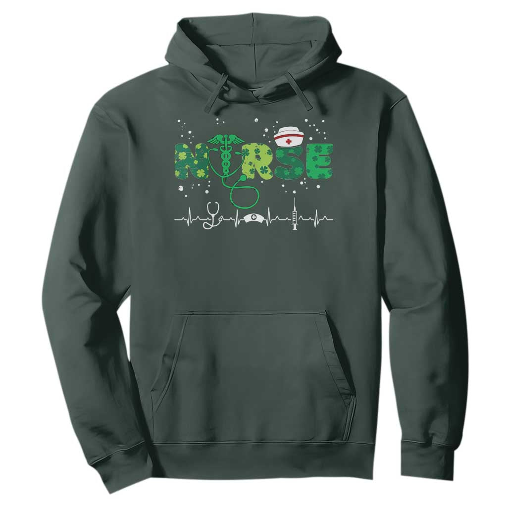 Nurse St Patricks Day Hoodie Stethoscope Scrub Irish Nurses Paddys Day TS10 Dark Forest Green Print Your Wear