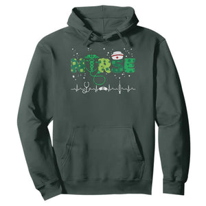 Nurse St Patricks Day Hoodie Stethoscope Scrub Irish Nurses Paddys Day TS10 Dark Forest Green Print Your Wear