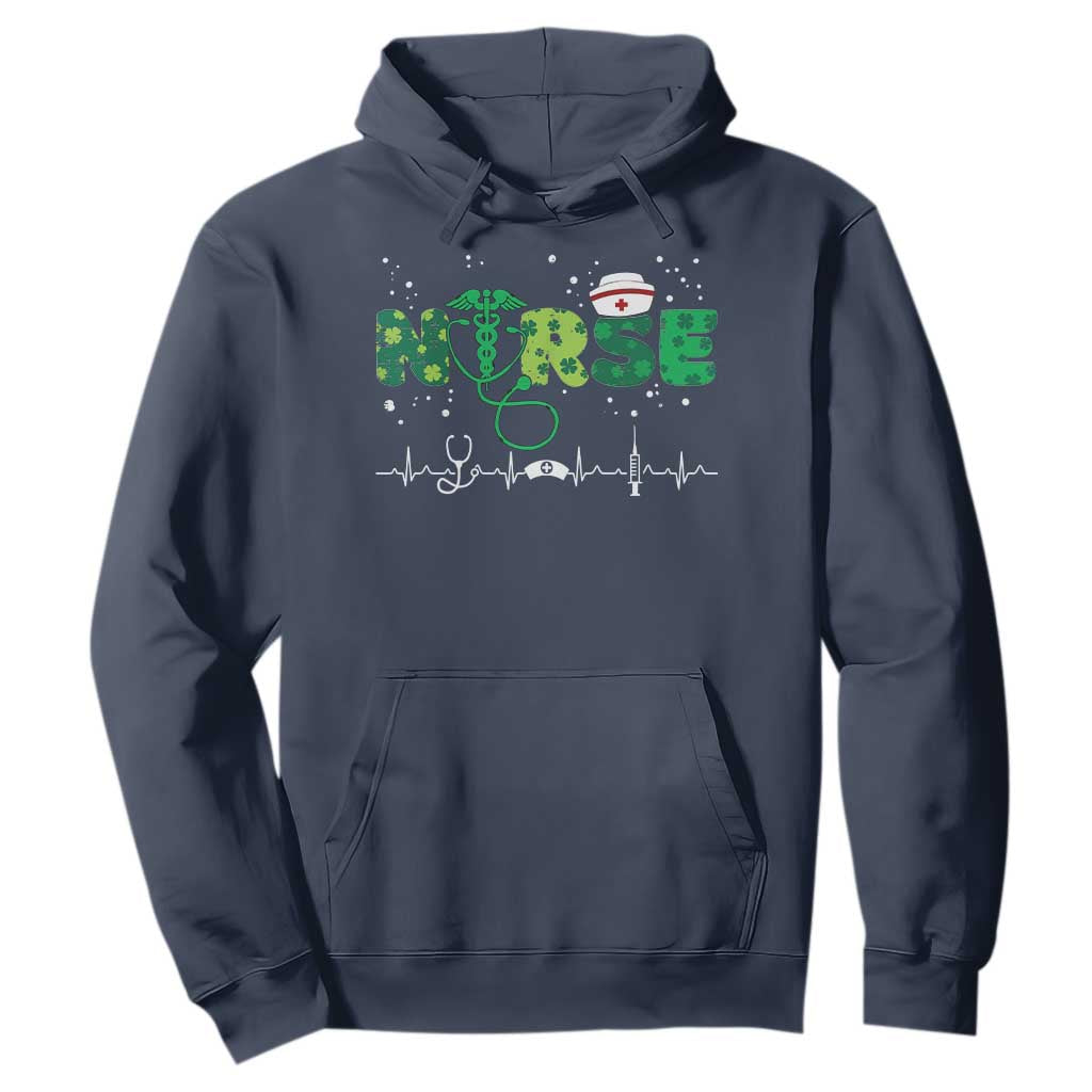 Nurse St Patricks Day Hoodie Stethoscope Scrub Irish Nurses Paddys Day TS10 Navy Print Your Wear