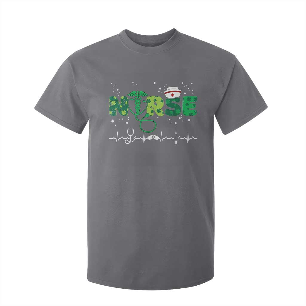 Nurse St Patricks Day T Shirt For Kid Stethoscope Scrub Irish Nurses Paddys Day TS10 Charcoal Print Your Wear