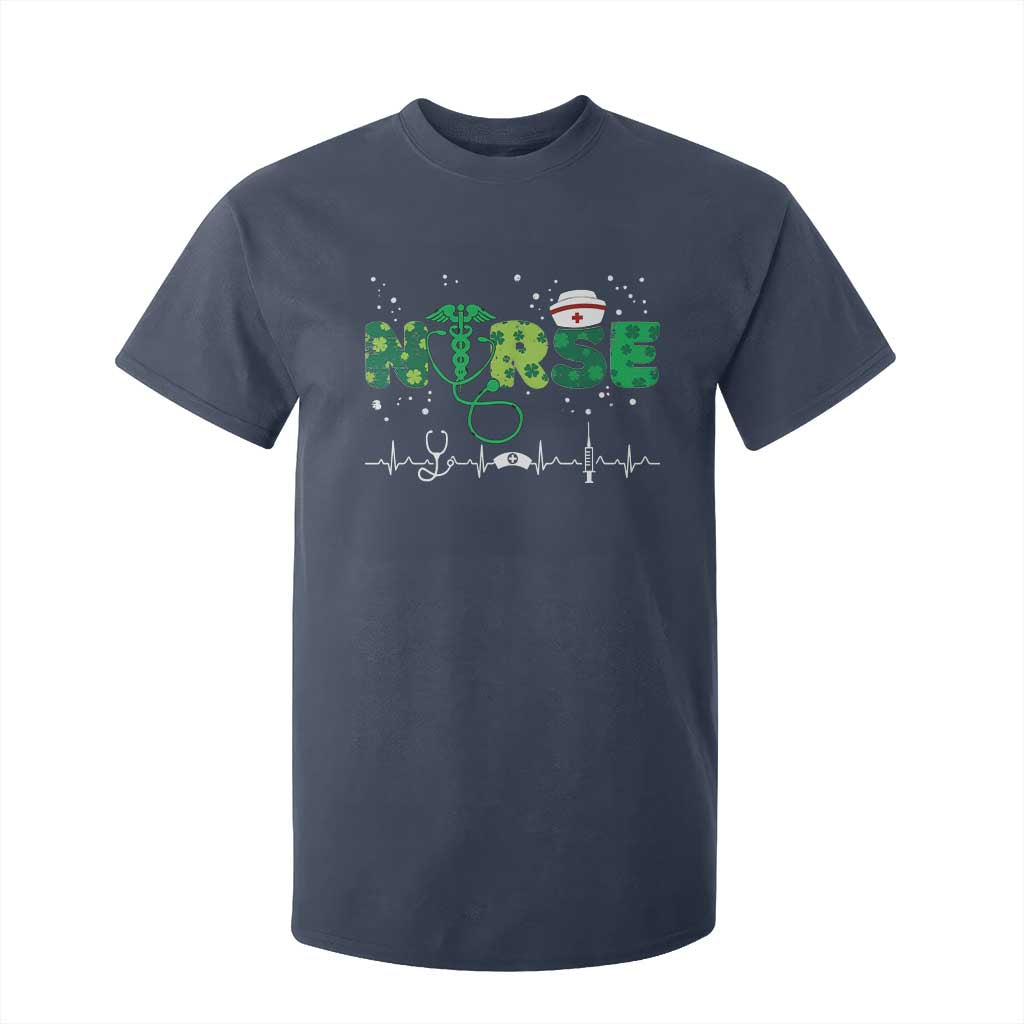 Nurse St Patricks Day T Shirt For Kid Stethoscope Scrub Irish Nurses Paddys Day TS10 Navy Print Your Wear