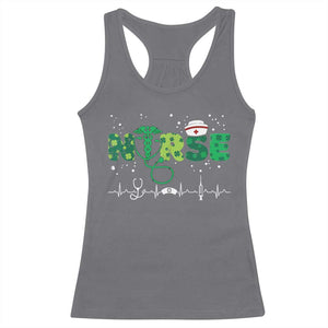 Nurse St Patricks Day Racerback Tank Top Stethoscope Scrub Irish Nurses Paddys Day TS10 Charcoal Print Your Wear