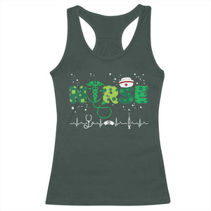 Nurse St Patricks Day Racerback Tank Top Stethoscope Scrub Irish Nurses Paddys Day TS10 Dark Forest Green Print Your Wear