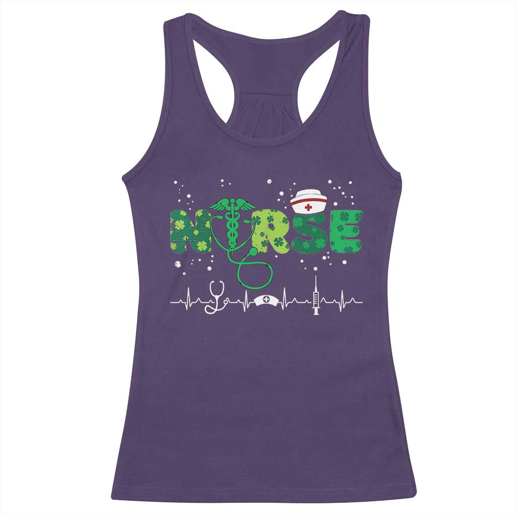 Nurse St Patricks Day Racerback Tank Top Stethoscope Scrub Irish Nurses Paddys Day TS10 Purple Print Your Wear
