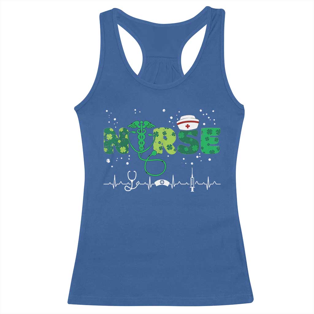 Nurse St Patricks Day Racerback Tank Top Stethoscope Scrub Irish Nurses Paddys Day TS10 Royal Blue Print Your Wear