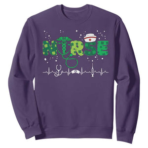 Nurse St Patricks Day Sweatshirt Stethoscope Scrub Irish Nurses Paddys Day TS10 Purple Print Your Wear