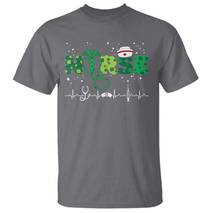 Nurse St Patricks Day T Shirt Stethoscope Scrub Irish Nurses Paddys Day TS10 Charcoal Print Your Wear