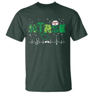 Nurse St Patricks Day T Shirt Stethoscope Scrub Irish Nurses Paddys Day TS10 Dark Forest Green Print Your Wear