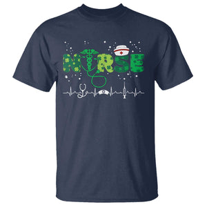 Nurse St Patricks Day T Shirt Stethoscope Scrub Irish Nurses Paddys Day TS10 Navy Print Your Wear