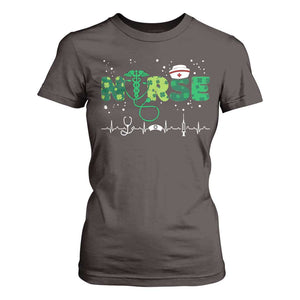 Nurse St Patricks Day T Shirt For Women Stethoscope Scrub Irish Nurses Paddys Day TS10 Dark Chocolate Print Your Wear