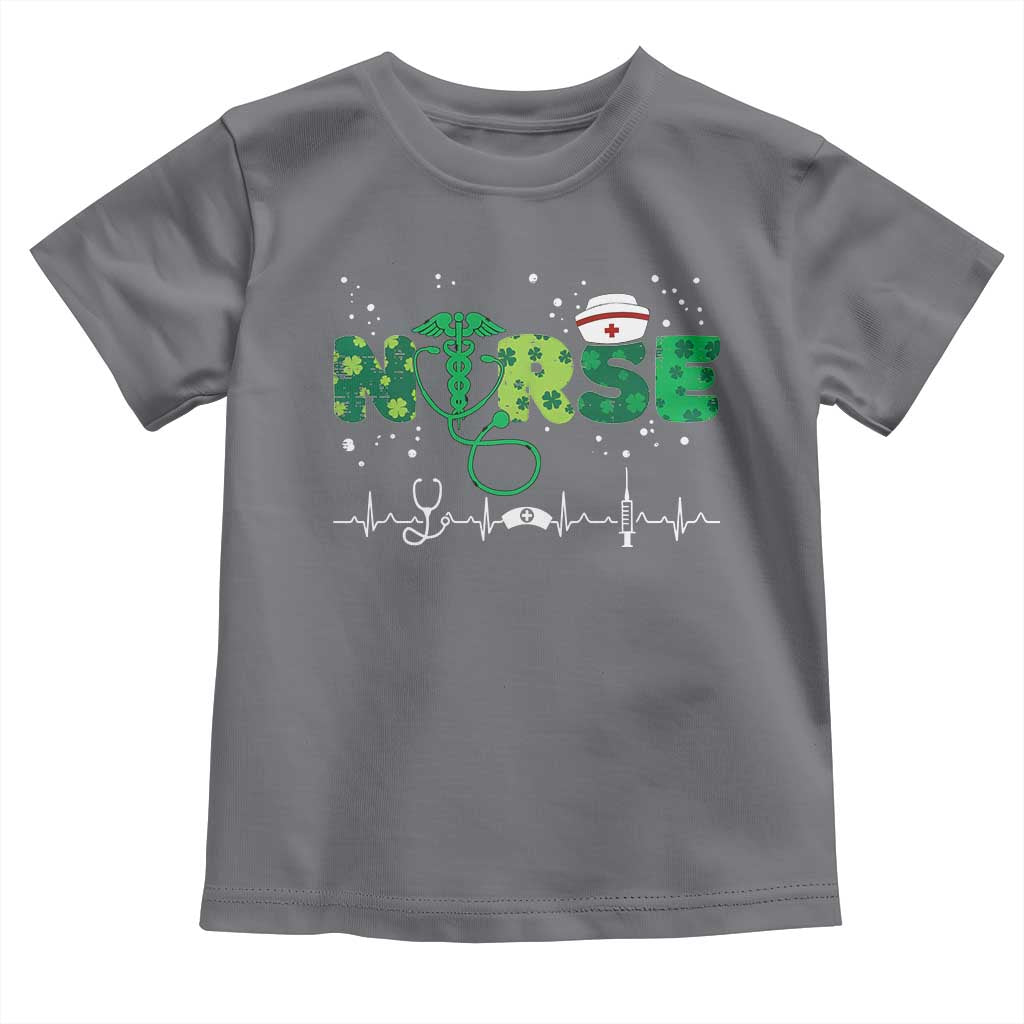 Nurse St Patricks Day Toddler T Shirt Stethoscope Scrub Irish Nurses Paddys Day TS10 Charcoal Print Your Wear