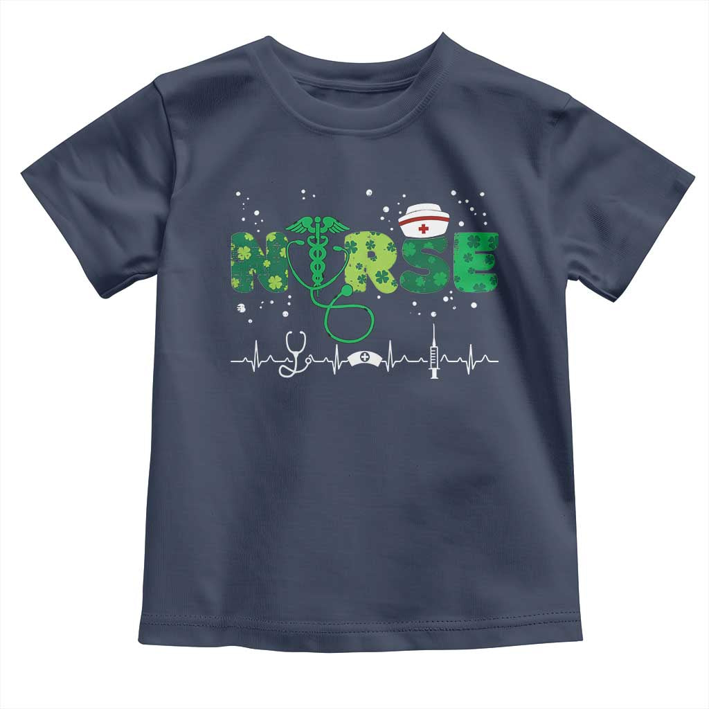 Nurse St Patricks Day Toddler T Shirt Stethoscope Scrub Irish Nurses Paddys Day TS10 Navy Print Your Wear