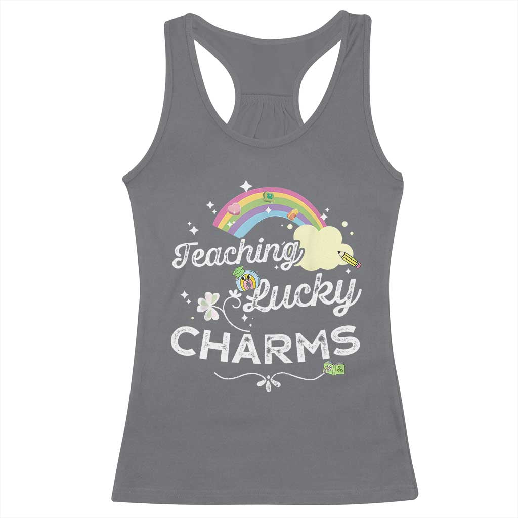 Girls St. Patricks Day Racerback Tank Top Little Miss Shenanigans TS10 Charcoal Print Your Wear