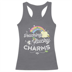 Girls St. Patricks Day Racerback Tank Top Little Miss Shenanigans TS10 Charcoal Print Your Wear