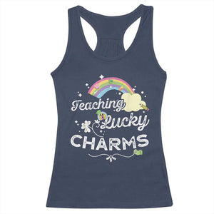 Girls St. Patricks Day Racerback Tank Top Little Miss Shenanigans TS10 Navy Print Your Wear