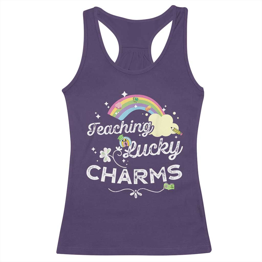 Girls St. Patricks Day Racerback Tank Top Little Miss Shenanigans TS10 Purple Print Your Wear