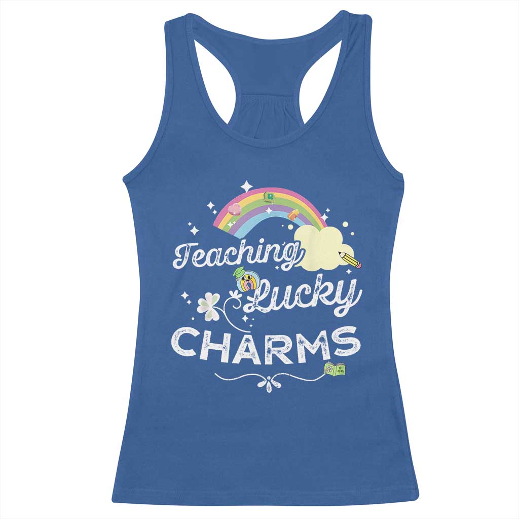 Girls St. Patricks Day Racerback Tank Top Little Miss Shenanigans TS10 Royal Blue Print Your Wear