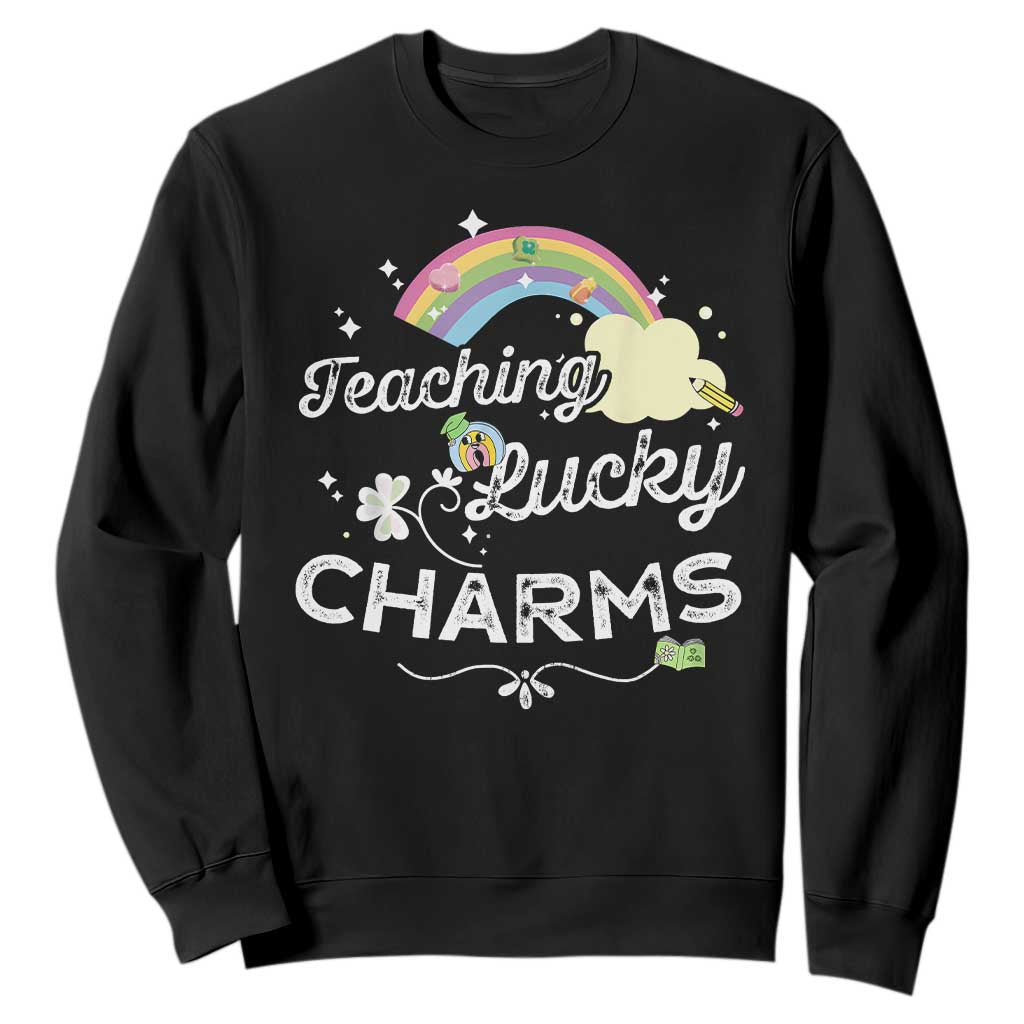 Girls St. Patricks Day Sweatshirt Little Miss Shenanigans TS10 Black Print Your Wear