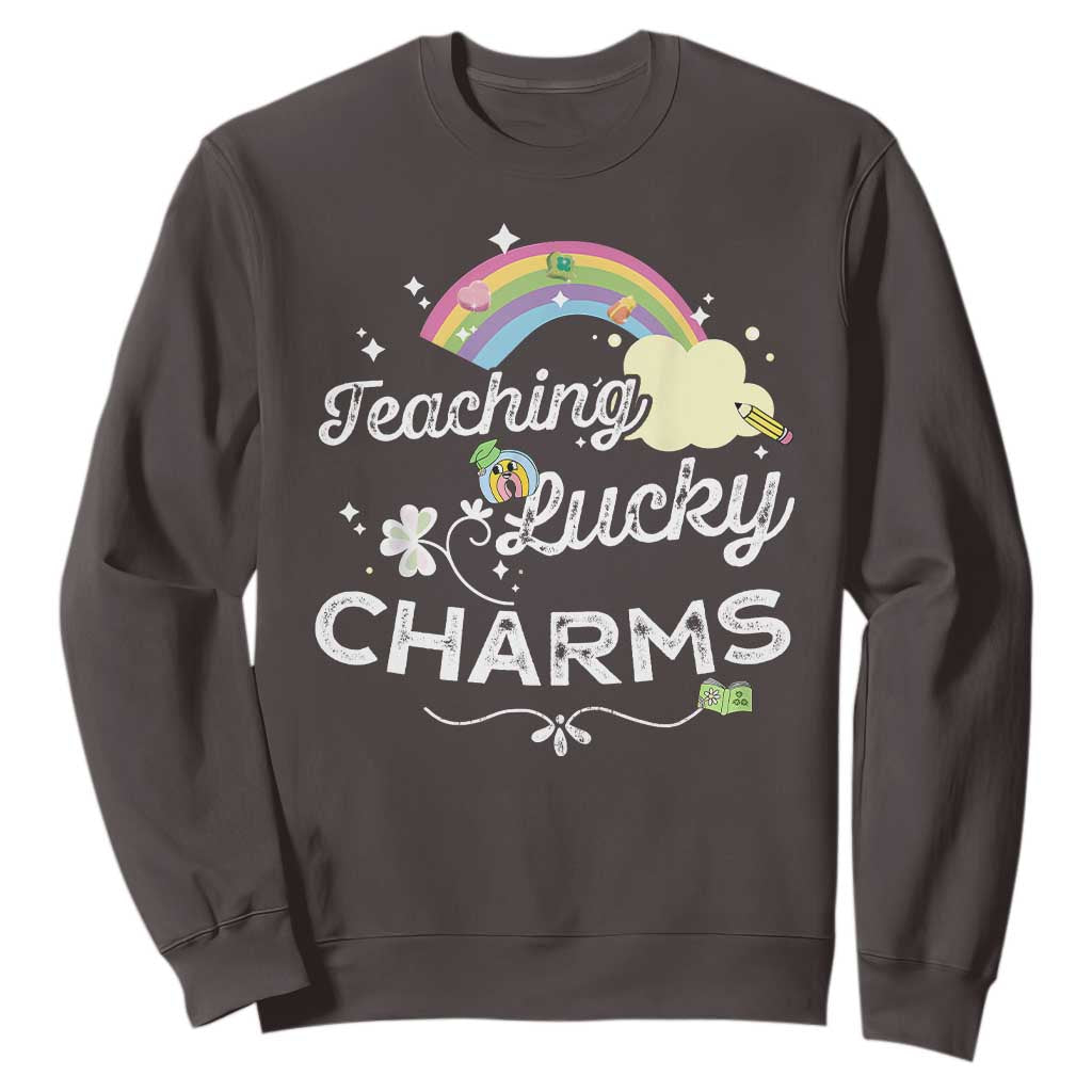 Girls St. Patricks Day Sweatshirt Little Miss Shenanigans TS10 Dark Chocolate Print Your Wear