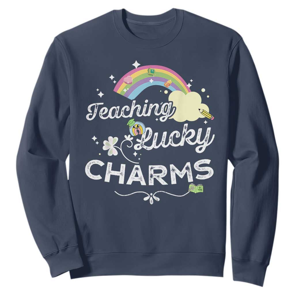 Girls St. Patricks Day Sweatshirt Little Miss Shenanigans TS10 Navy Print Your Wear
