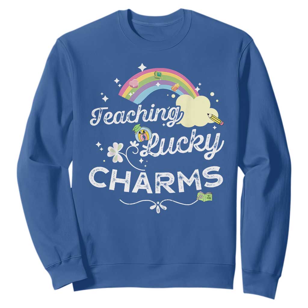 Girls St. Patricks Day Sweatshirt Little Miss Shenanigans TS10 Royal Blue Print Your Wear