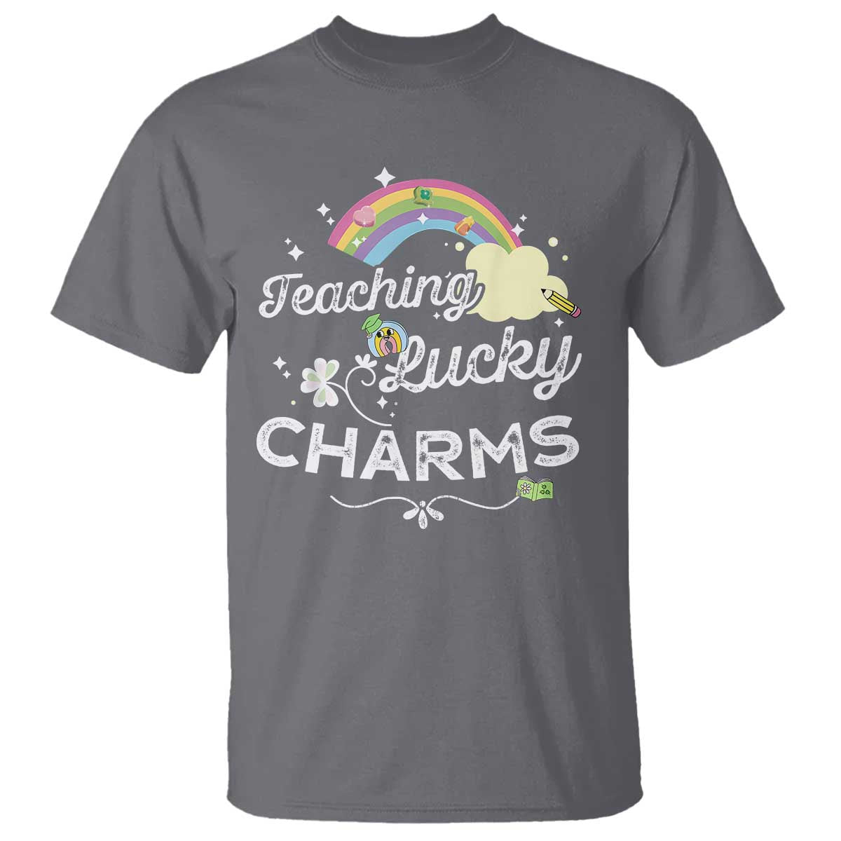 Girls St. Patricks Day T Shirt Little Miss Shenanigans TS10 Charcoal Print Your Wear