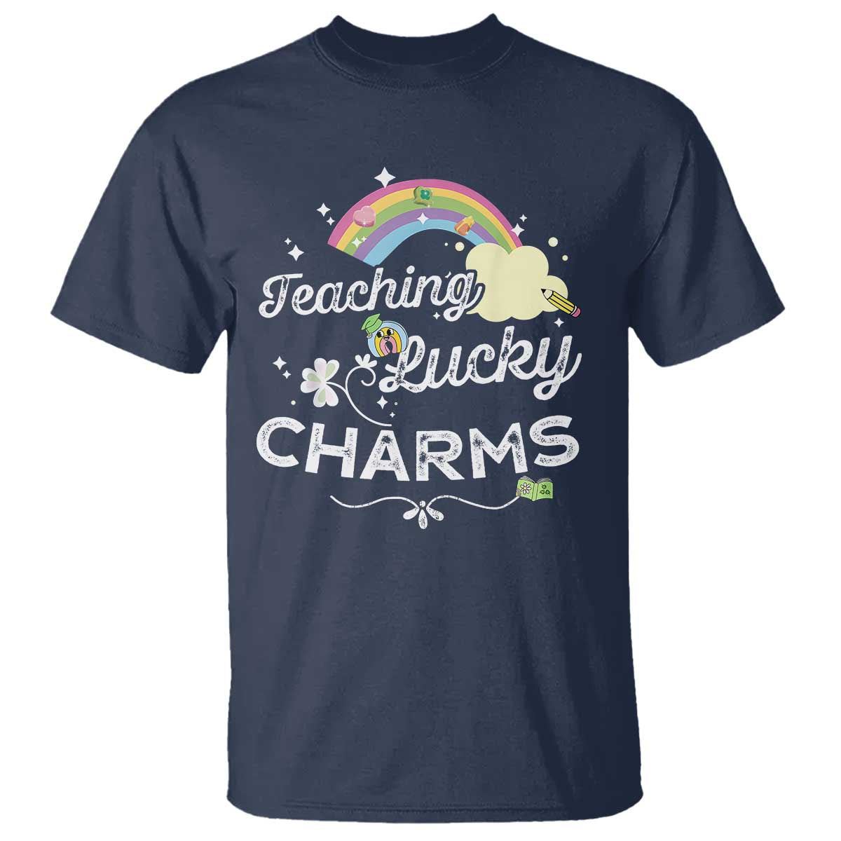 Girls St. Patricks Day T Shirt Little Miss Shenanigans TS10 Navy Print Your Wear