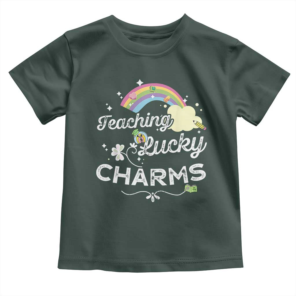 Girls St. Patricks Day Toddler T Shirt Little Miss Shenanigans TS10 Dark Forest Green Print Your Wear