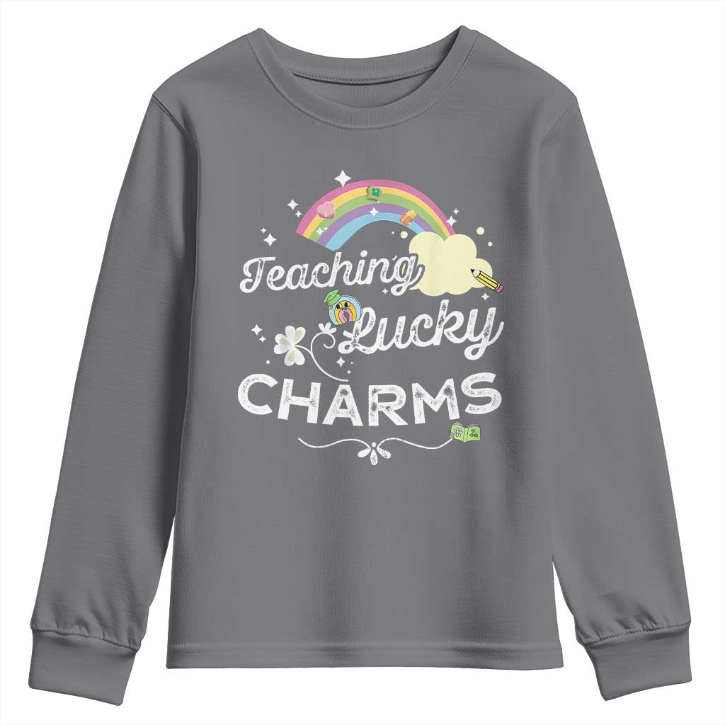 Girls St. Patricks Day Youth Sweatshirt Little Miss Shenanigans TS10 Charcoal Print Your Wear