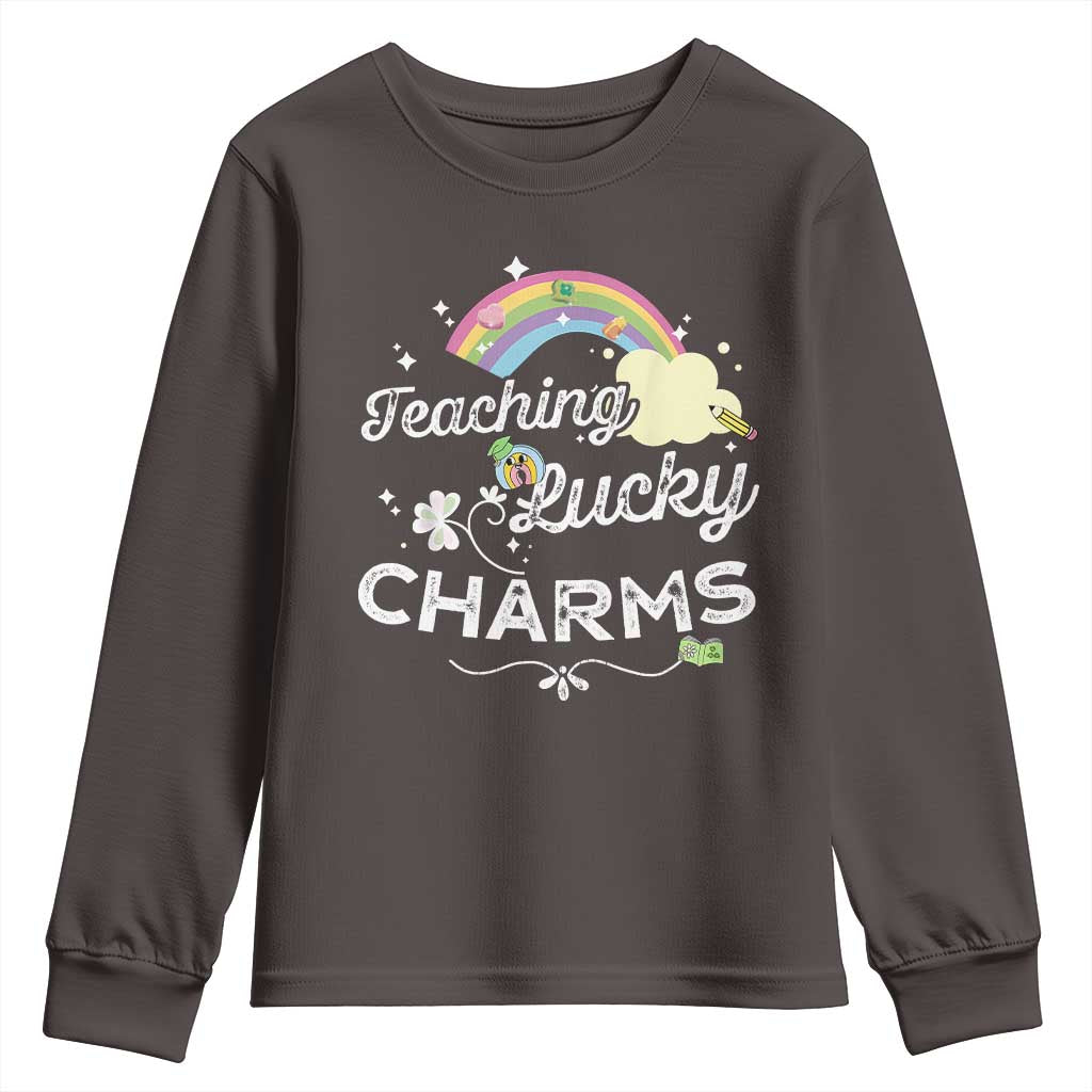 Girls St. Patricks Day Youth Sweatshirt Little Miss Shenanigans TS10 Dark Chocolate Print Your Wear