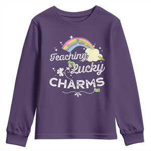 Girls St. Patricks Day Youth Sweatshirt Little Miss Shenanigans TS10 Purple Print Your Wear