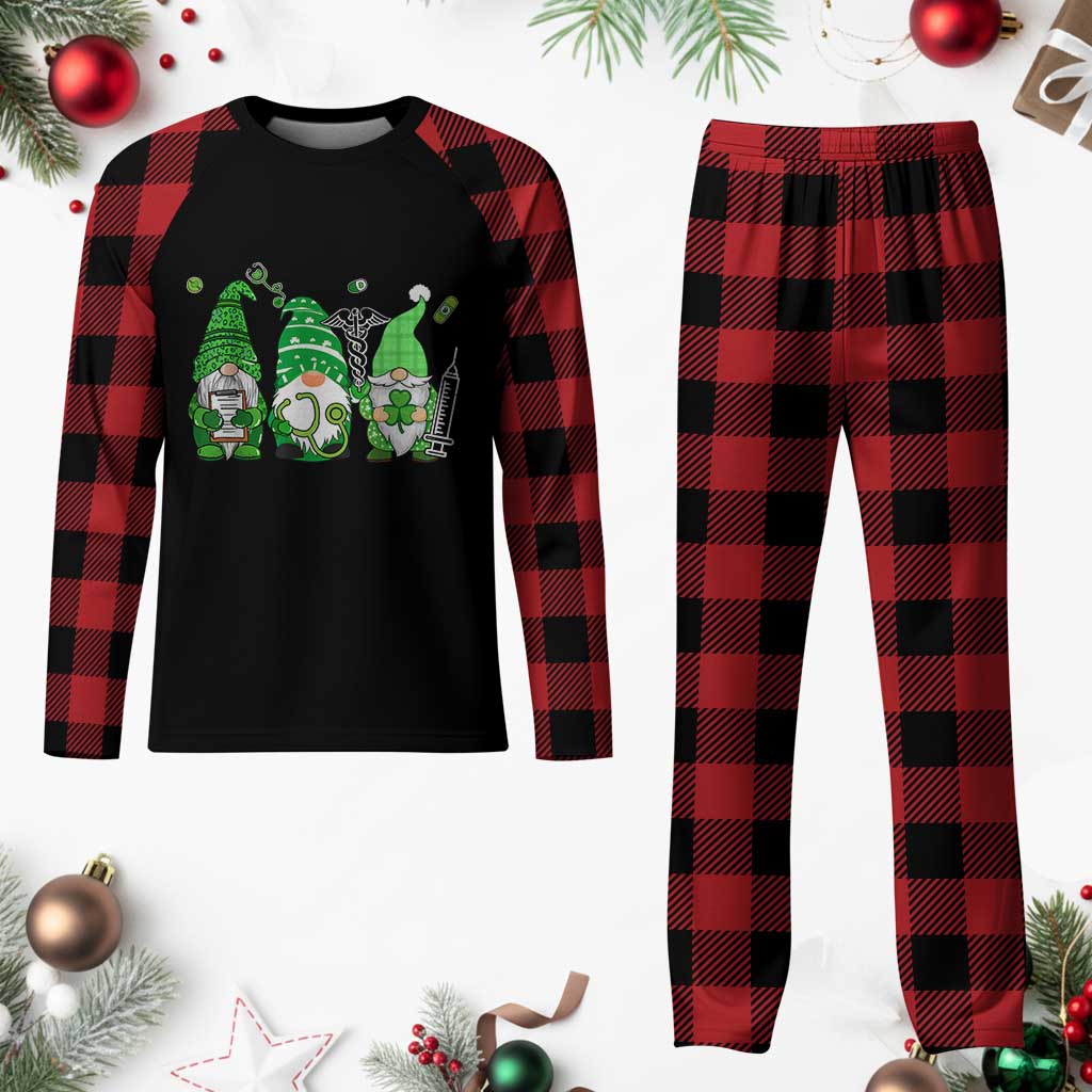 Nurse St Patricks Day Plaid Pajama Set Lucky Shamrock Leopard Gnomes Irish Nurses TS10 Buffalo Plaid Print Your Wear