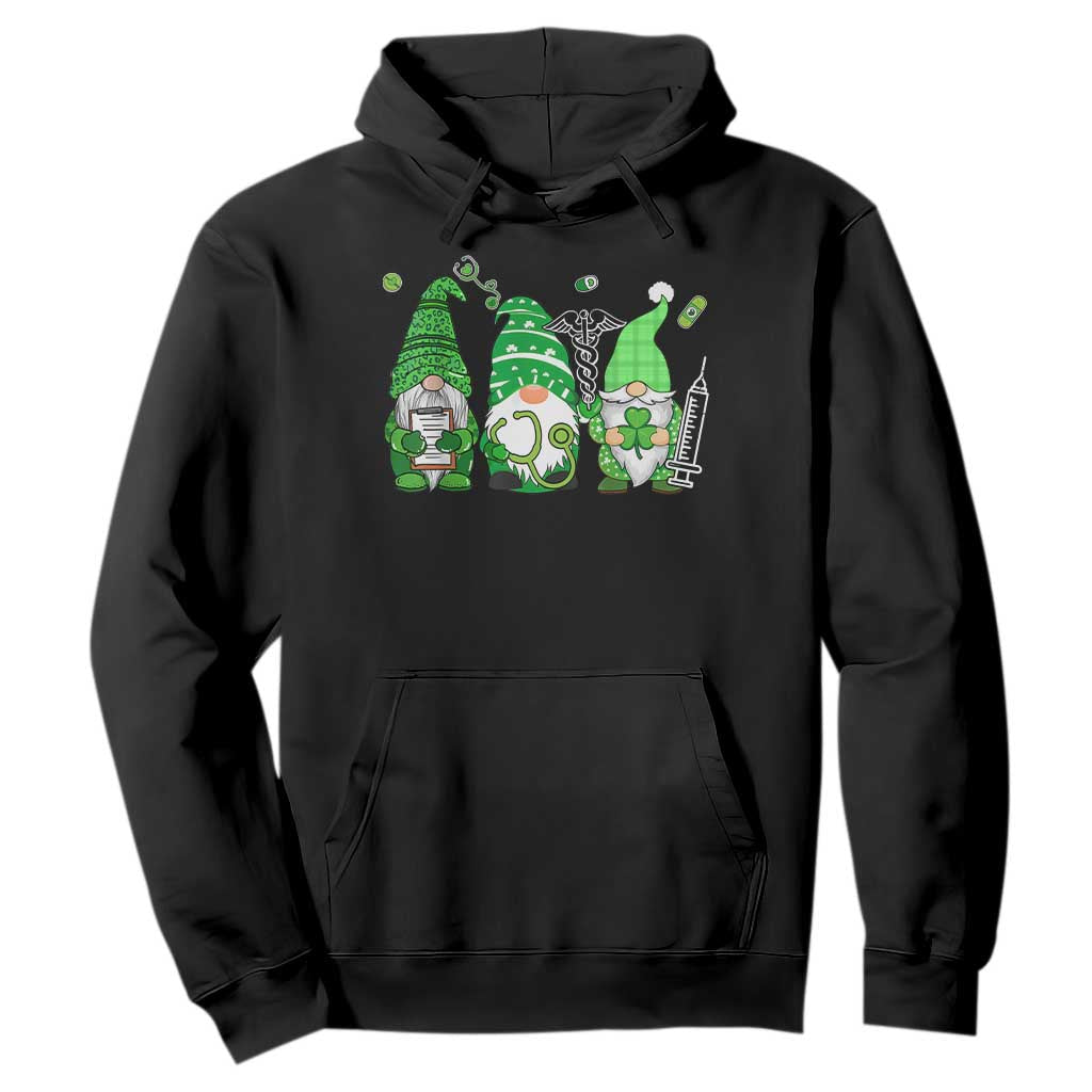 Nurse St Patricks Day Hoodie Lucky Shamrock Leopard Gnomes Irish Nurses TS10 Black Print Your Wear