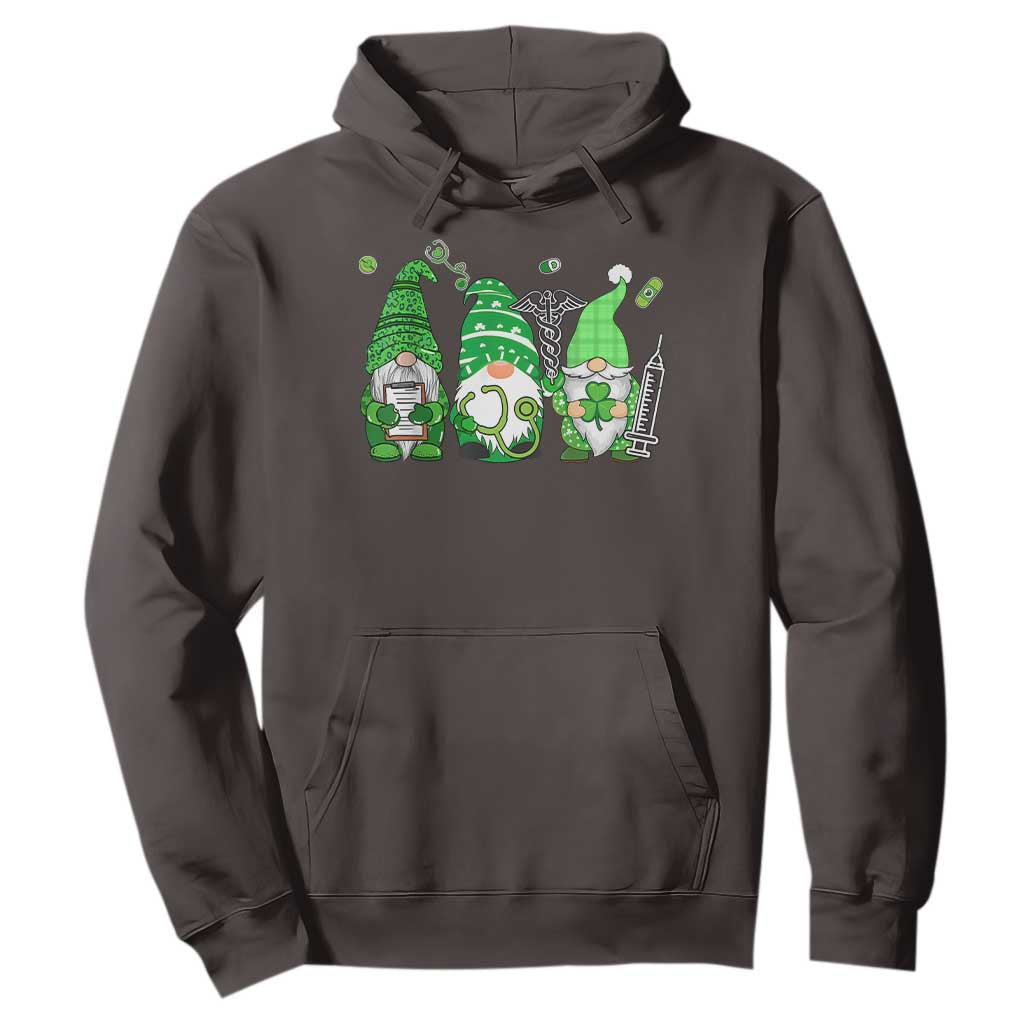 Nurse St Patricks Day Hoodie Lucky Shamrock Leopard Gnomes Irish Nurses TS10 Dark Chocolate Print Your Wear