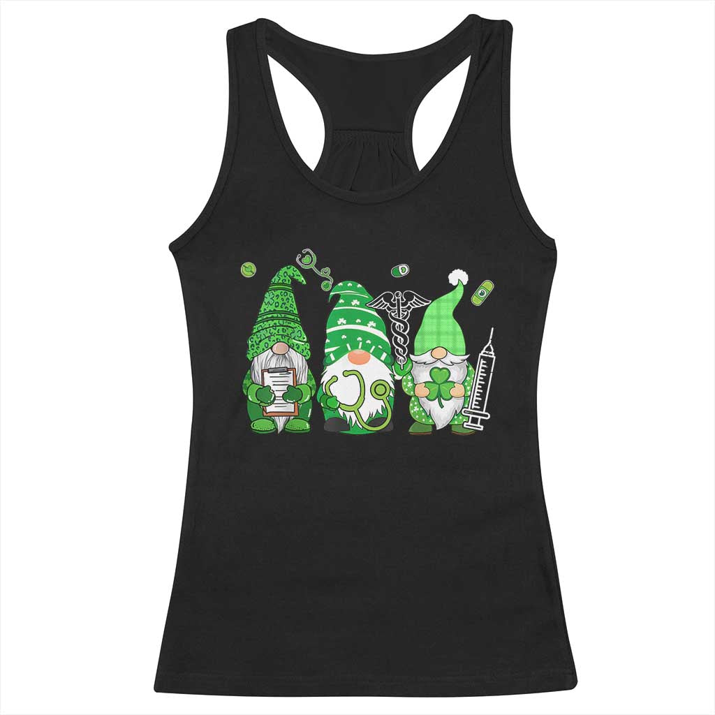 Nurse St Patricks Day Racerback Tank Top Lucky Shamrock Leopard Gnomes Irish Nurses TS10 Black Print Your Wear