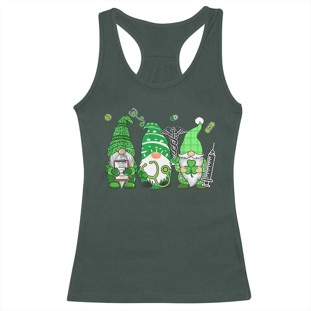 Nurse St Patricks Day Racerback Tank Top Lucky Shamrock Leopard Gnomes Irish Nurses TS10 Dark Forest Green Print Your Wear