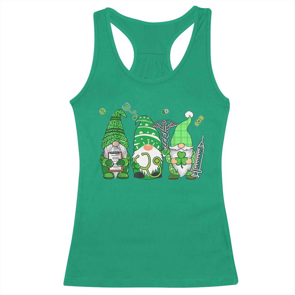 Nurse St Patricks Day Racerback Tank Top Lucky Shamrock Leopard Gnomes Irish Nurses TS10 Irish Green Print Your Wear