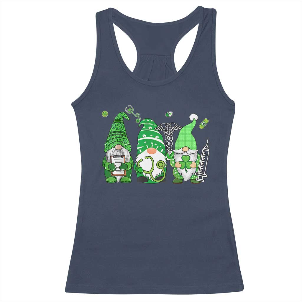 Nurse St Patricks Day Racerback Tank Top Lucky Shamrock Leopard Gnomes Irish Nurses TS10 Navy Print Your Wear